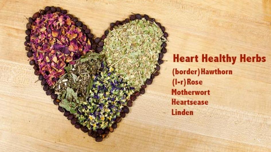 five herbs in the shape of a heart